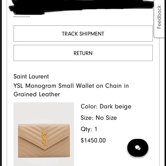 Yves Saint Laurent Monogram small wallet on chain-Grained Leather - Picture 2 of 8